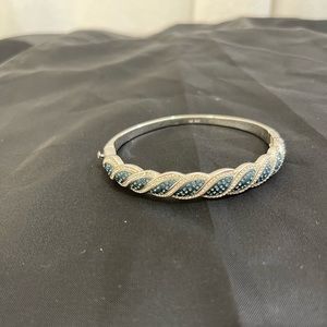 Blue and White Crystal Bangle Bracelet